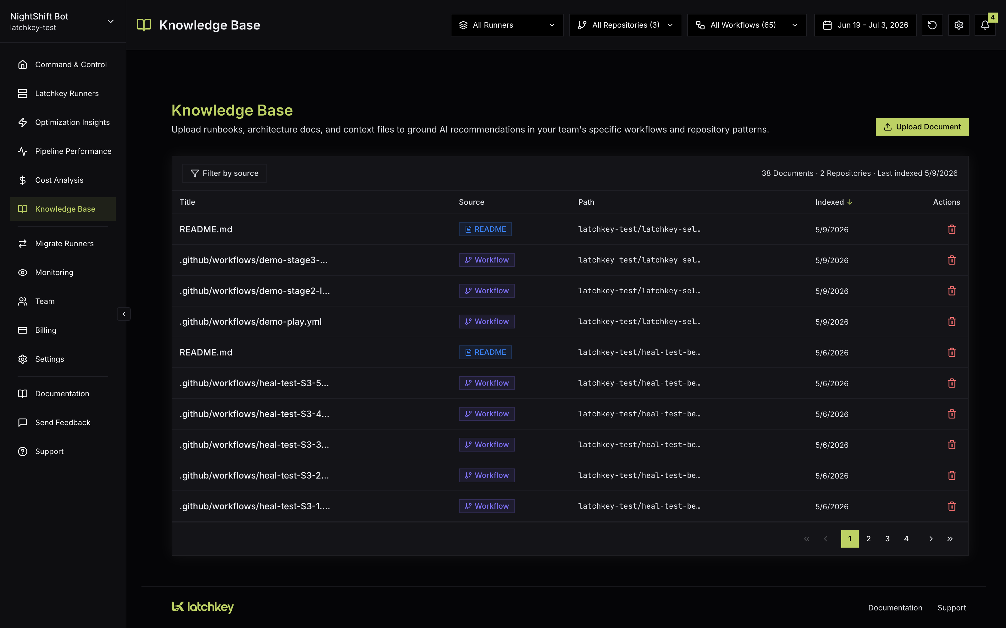 The Knowledge Base page